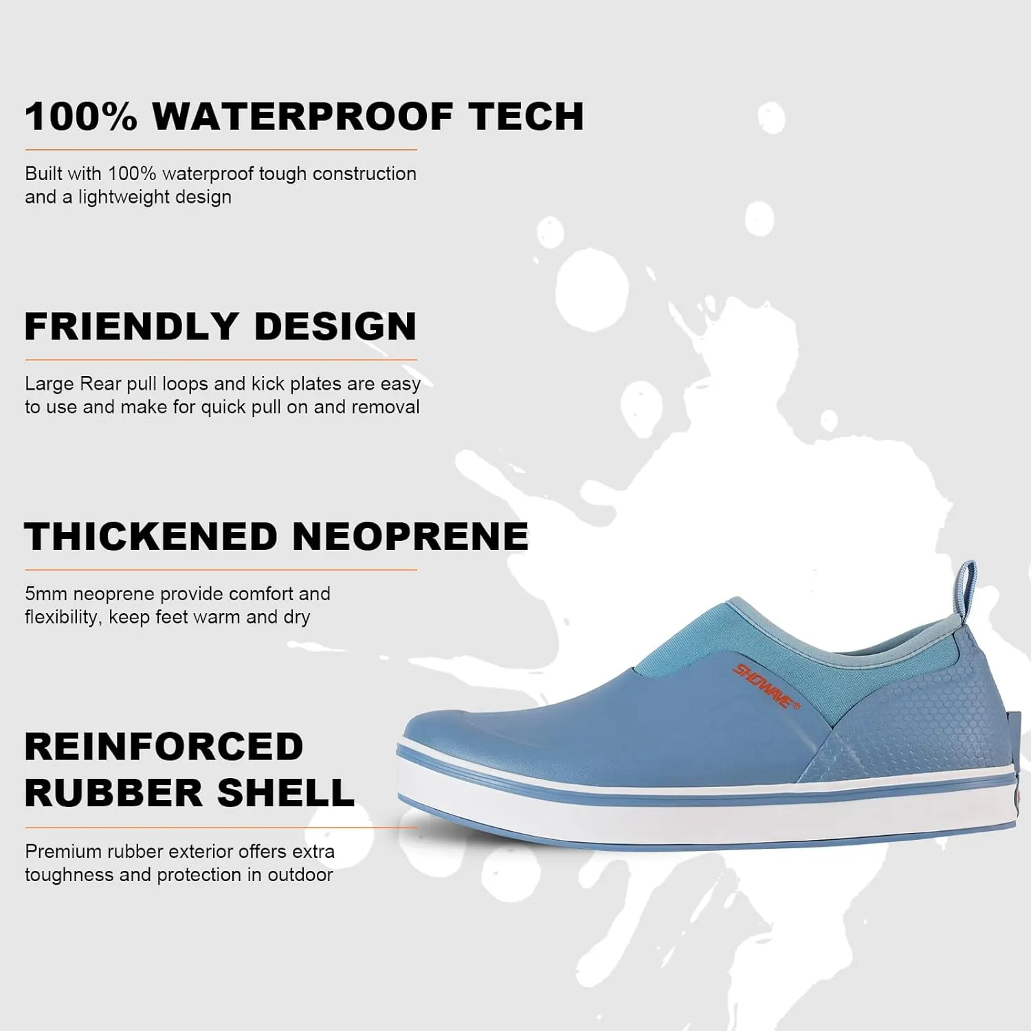 Showave Men's Deck Shoes Waterproof Short Rain Boots Breathable Sports Sailing Booties Non-Slip Rubber Boots Low Cut Design for Outdoor Fishing Gardening Walking
