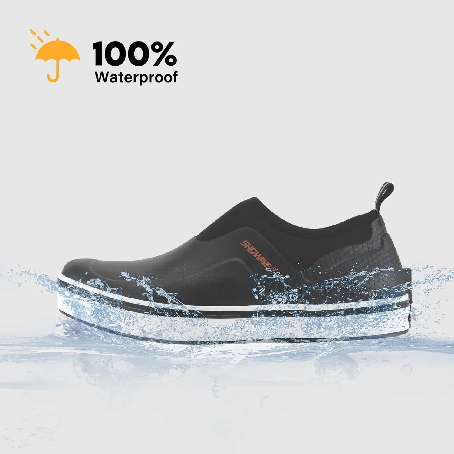 Showave Men's Deck Shoes Waterproof Short Rain Boots Breathable Sports Sailing Booties Non-Slip Rubber Boots Low Cut Design for Outdoor Fishing Gardening Walking