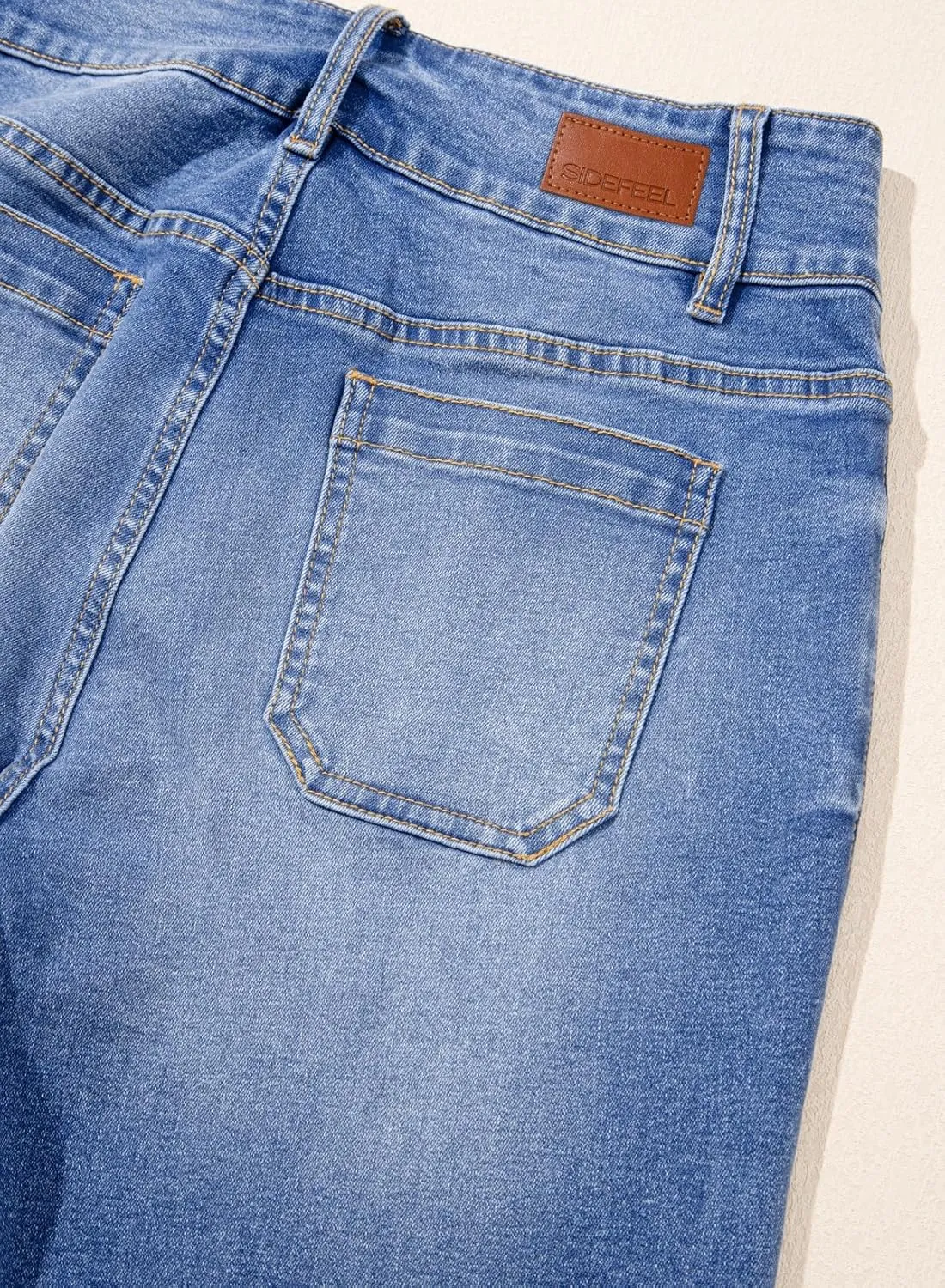 Sidefeel Women's Wide Leg Jeans High Waisted Tummy Control Stretchy Pockets Front Zimbaplatinum Jeans