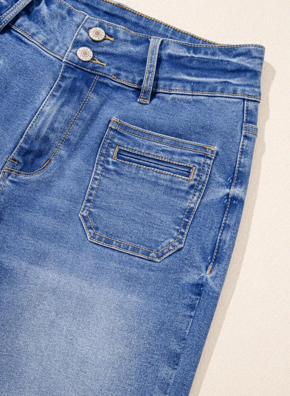 Sidefeel Women's Wide Leg Jeans High Waisted Tummy Control Stretchy Pockets Front Zimbaplatinum Jeans