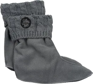 Silky Toes Kids Warm Cozy Fleece Lined Boot Liners With Cable Knit Cuff (Grey, Large)
