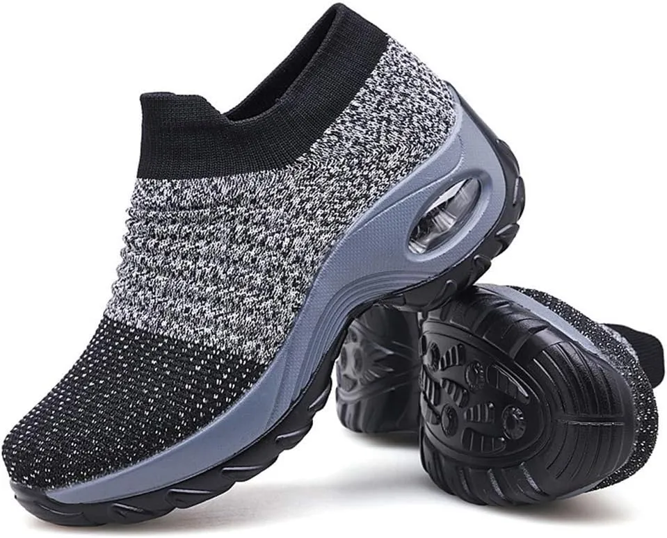 Slow Man Womens Walking Shoes Sock Sneakers Wide Width Hypersoft Slip on Hyper Arch Support Air Cushion Jazz Dance Mesh Lady Loafers Girls Modern no Laces