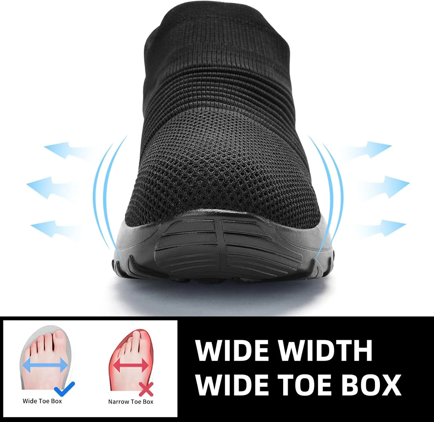 Slow Man Womens Walking Shoes Sock Sneakers Wide Width Hypersoft Slip on Hyper Arch Support Air Cushion Jazz Dance Mesh Lady Loafers Girls Modern no Laces