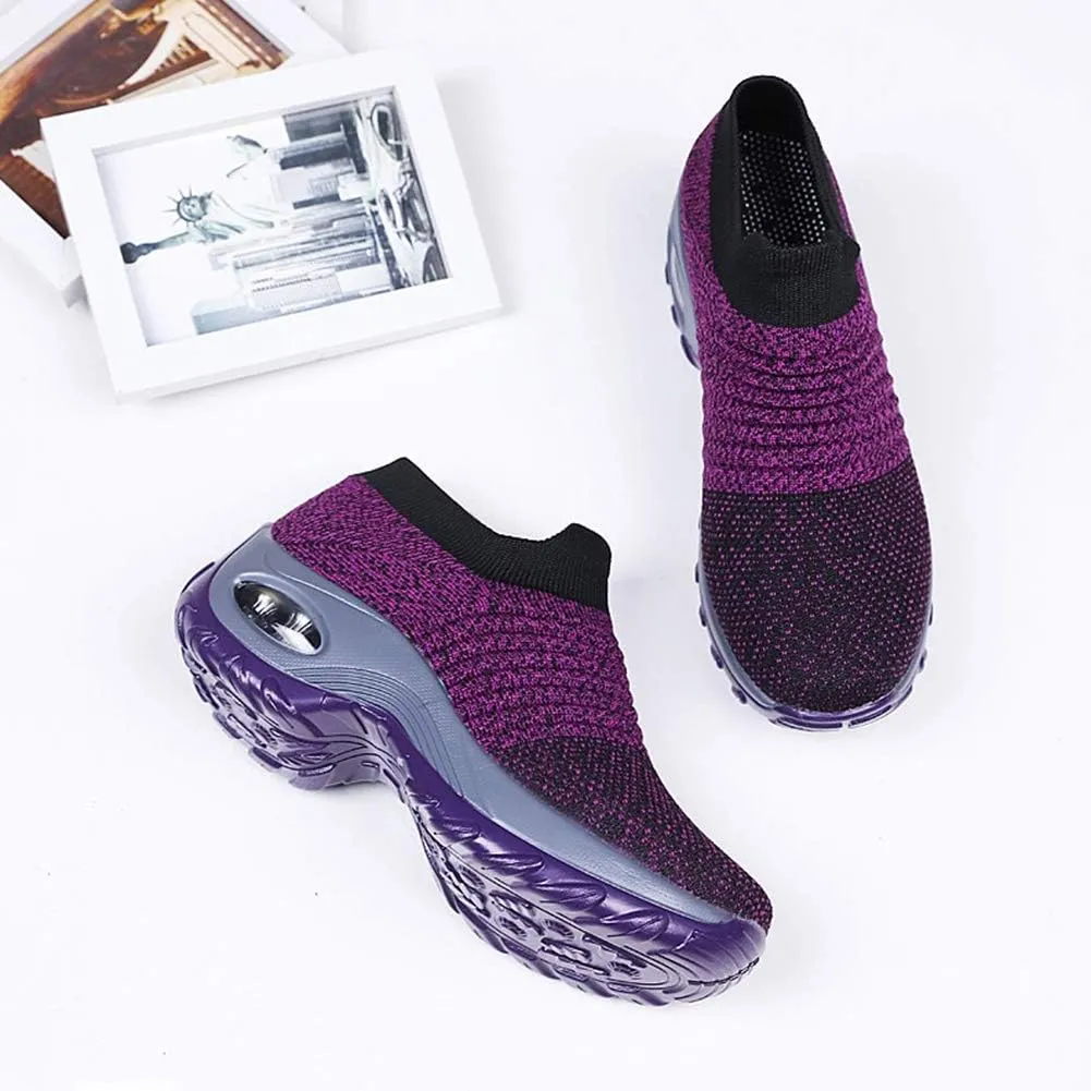 Slow Man Womens Walking Shoes Sock Sneakers Wide Width Hypersoft Slip on Hyper Arch Support Air Cushion Jazz Dance Mesh Lady Loafers Girls Modern no Laces