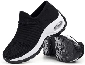 Slow Man Womens Walking Shoes Sock Sneakers Wide Width Hypersoft Slip on Hyper Arch Support Air Cushion Jazz Dance Mesh Lady Loafers Girls Modern no Laces