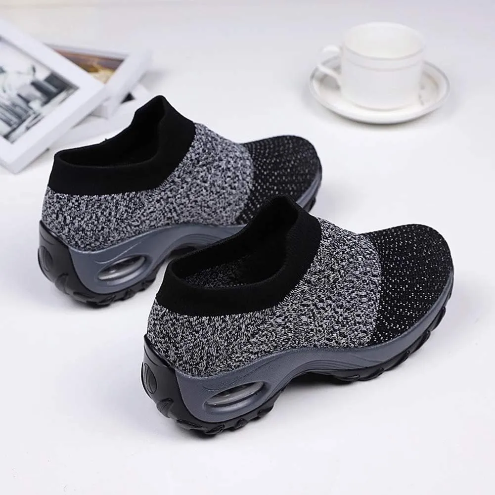 Slow Man Womens Walking Shoes Sock Sneakers Wide Width Hypersoft Slip on Hyper Arch Support Air Cushion Jazz Dance Mesh Lady Loafers Girls Modern no Laces