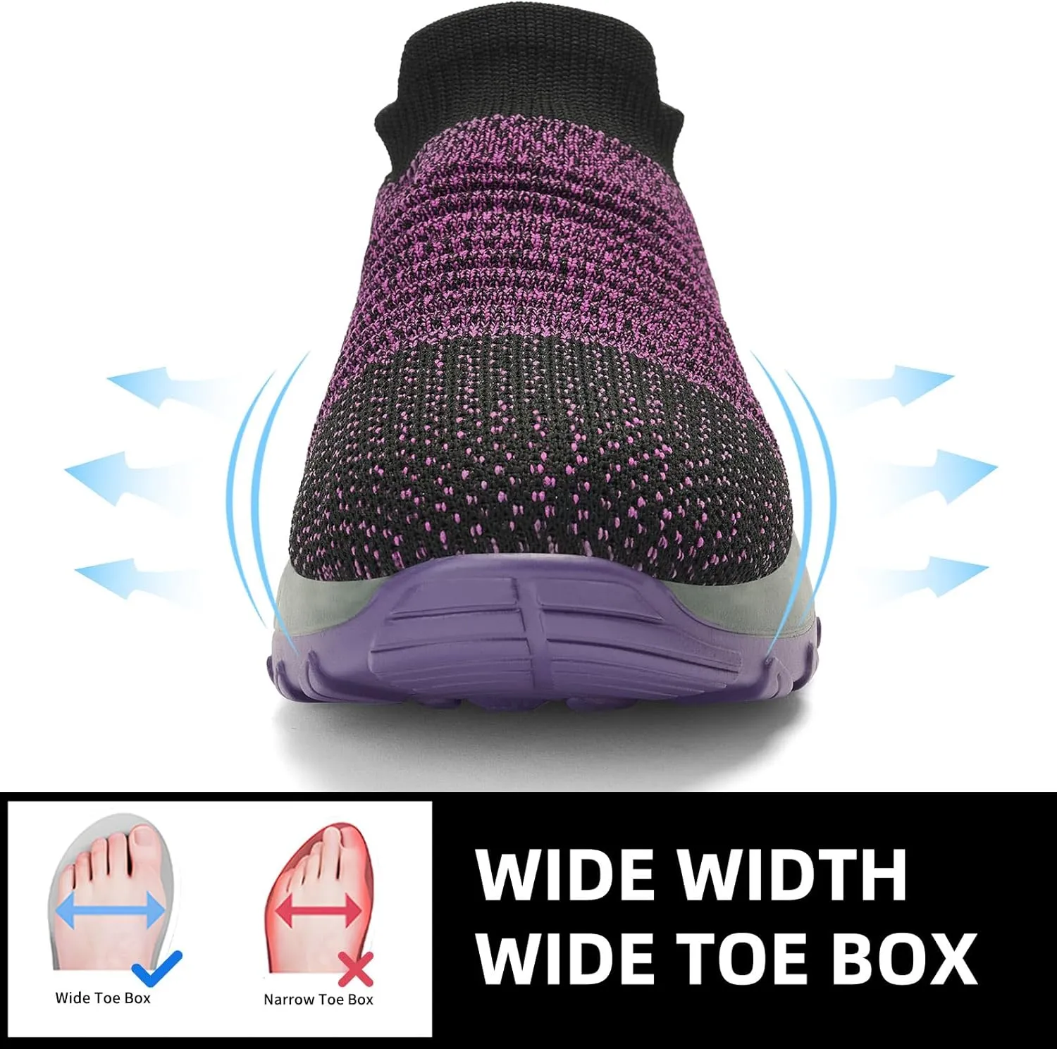Slow Man Womens Walking Shoes Sock Sneakers Wide Width Hypersoft Slip on Hyper Arch Support Air Cushion Jazz Dance Mesh Lady Loafers Girls Modern no Laces