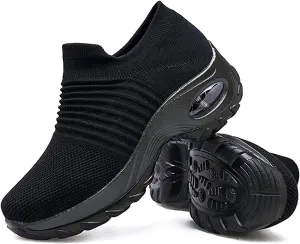 Slow Man Womens Walking Shoes Sock Sneakers Wide Width Hypersoft Slip on Hyper Arch Support Air Cushion Jazz Dance Mesh Lady Loafers Girls Modern no Laces