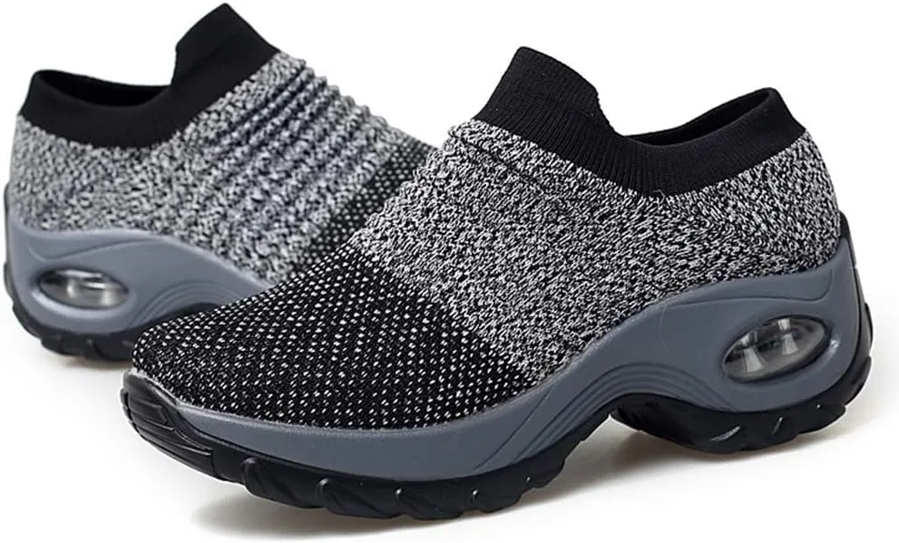 Slow Man Womens Walking Shoes Sock Sneakers Wide Width Hypersoft Slip on Hyper Arch Support Air Cushion Jazz Dance Mesh Lady Loafers Girls Modern no Laces