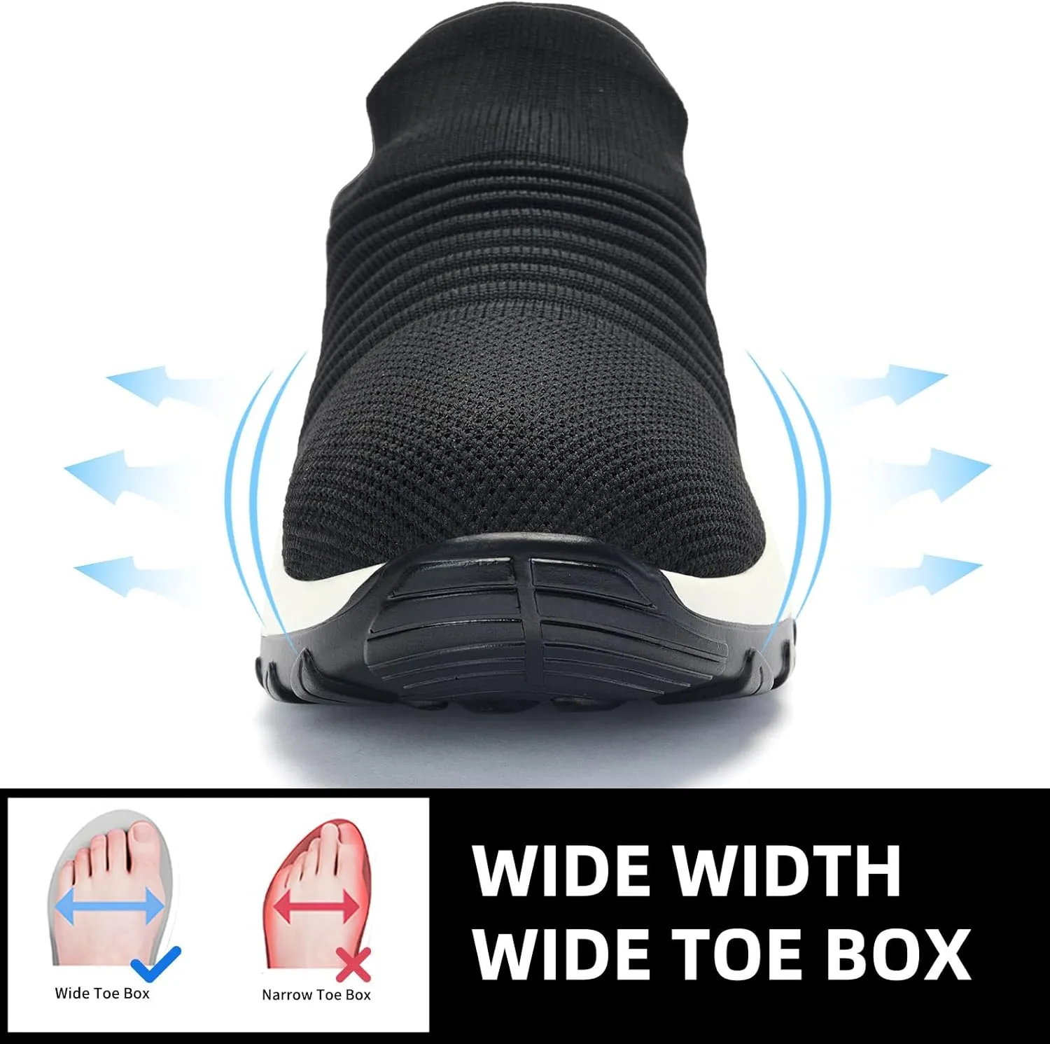 Slow Man Womens Walking Shoes Sock Sneakers Wide Width Hypersoft Slip on Hyper Arch Support Air Cushion Jazz Dance Mesh Lady Loafers Girls Modern no Laces