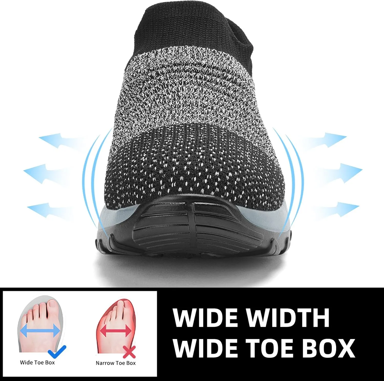 Slow Man Womens Walking Shoes Sock Sneakers Wide Width Hypersoft Slip on Hyper Arch Support Air Cushion Jazz Dance Mesh Lady Loafers Girls Modern no Laces