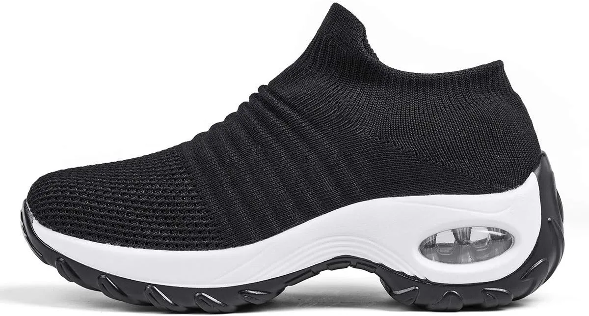 Slow Man Womens Walking Shoes Sock Sneakers Wide Width Hypersoft Slip on Hyper Arch Support Air Cushion Jazz Dance Mesh Lady Loafers Girls Modern no Laces