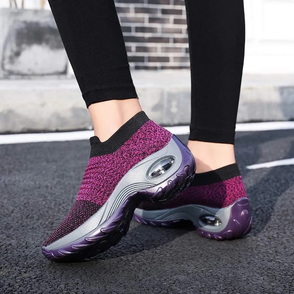 Slow Man Womens Walking Shoes Sock Sneakers Wide Width Hypersoft Slip on Hyper Arch Support Air Cushion Jazz Dance Mesh Lady Loafers Girls Modern no Laces