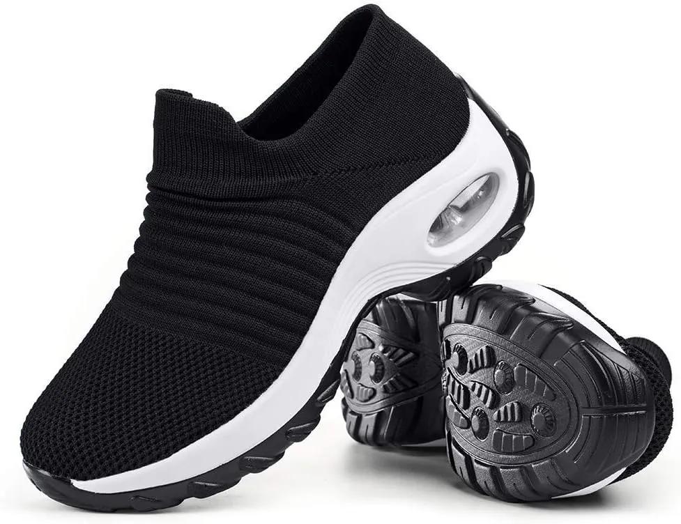 Slow Man Womens Walking Shoes Sock Sneakers Wide Width Hypersoft Slip on Hyper Arch Support Air Cushion Jazz Dance Mesh Lady Loafers Girls Modern no Laces