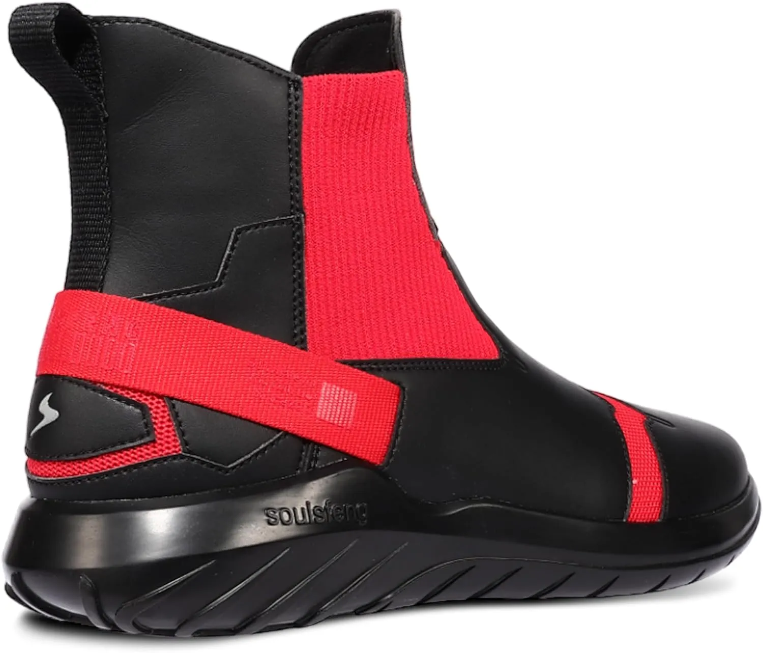 Soulsfeng Fashion High Top Sneakers Reflective Shoes Leather Splicing Lightweight Non Slip Walking Shoes