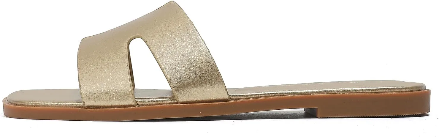 Stratuxx Kaze Open Toe Flat Dress Sandals Womens Slide Comfortable Summer Black, White, Tan Sandals for Women