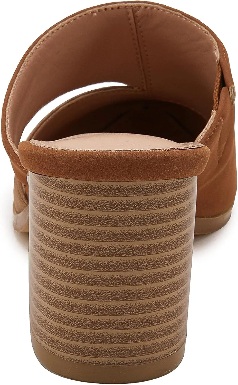 Syktkmx Women's Cutout Backless Mules Slip On Closed Toe Chunky Stacked Heeled Sandals