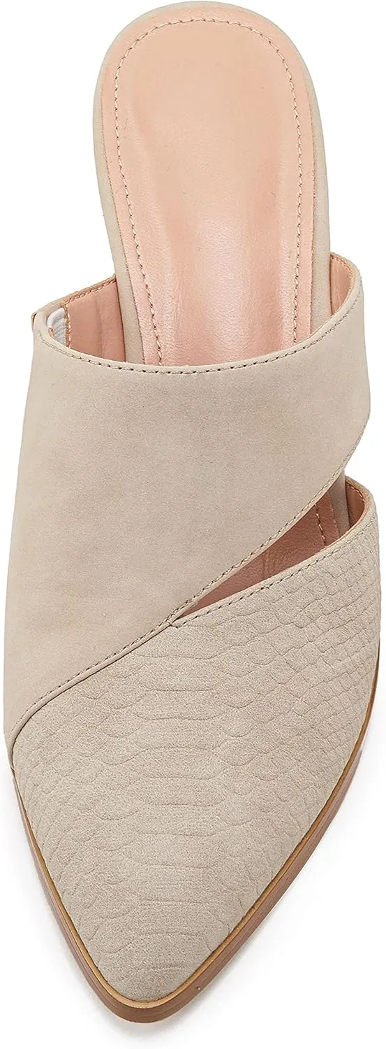 Syktkmx Women's Cutout Backless Mules Slip On Closed Toe Chunky Stacked Heeled Sandals