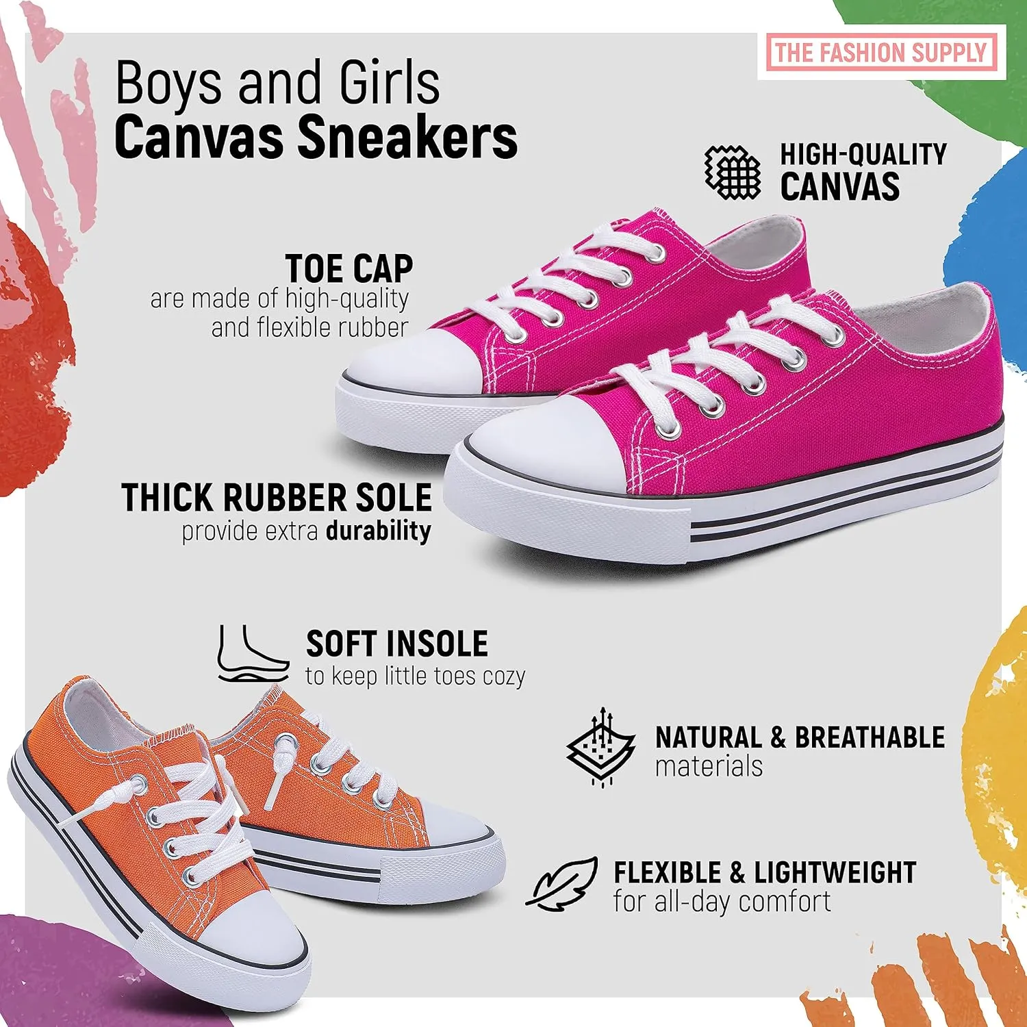 The Fashion Supply Toddler Canvas Shoes for Girls & Boys - Breathable & Comfortable Boys & Girls Canvas Shoes for Toddlers