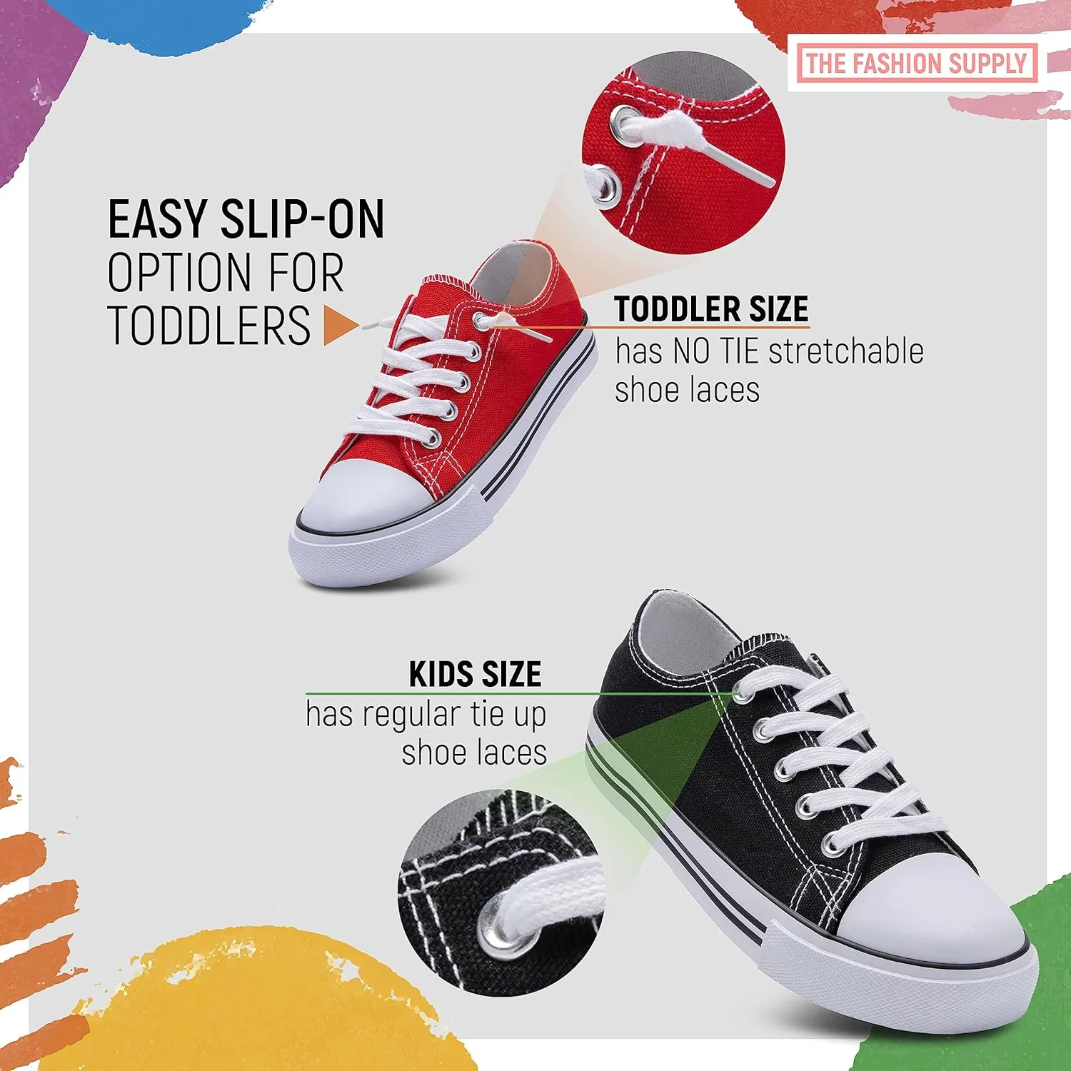 The Fashion Supply Toddler Canvas Shoes for Girls & Boys - Breathable & Comfortable Boys & Girls Canvas Shoes for Toddlers