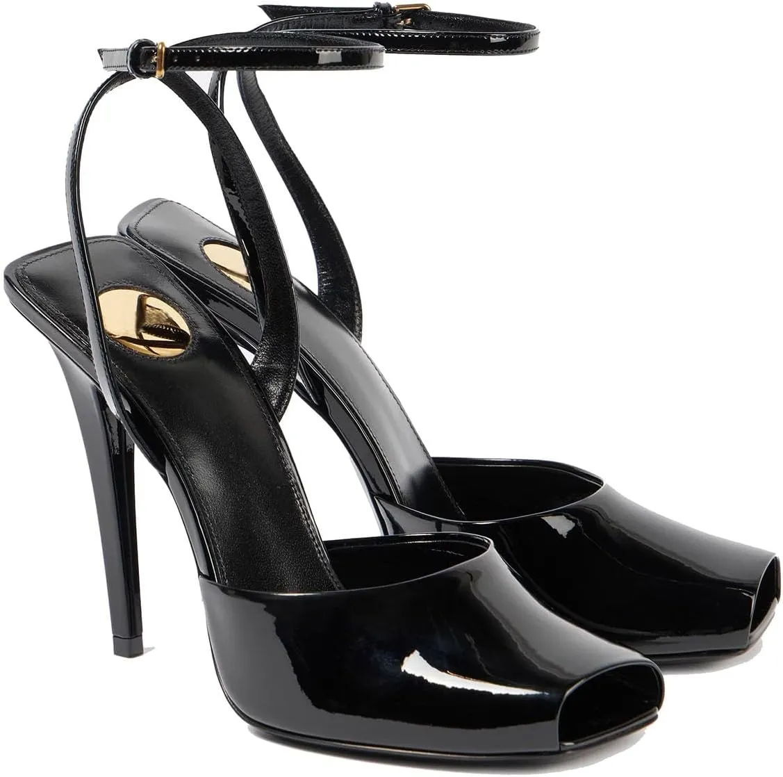 THESHY Womens Sandals Square Open Toe Stiletto High Heels Leather Ankle Strap Sandals Peep Toe Backless Buckle Dress Party Fashion Shoes for Women