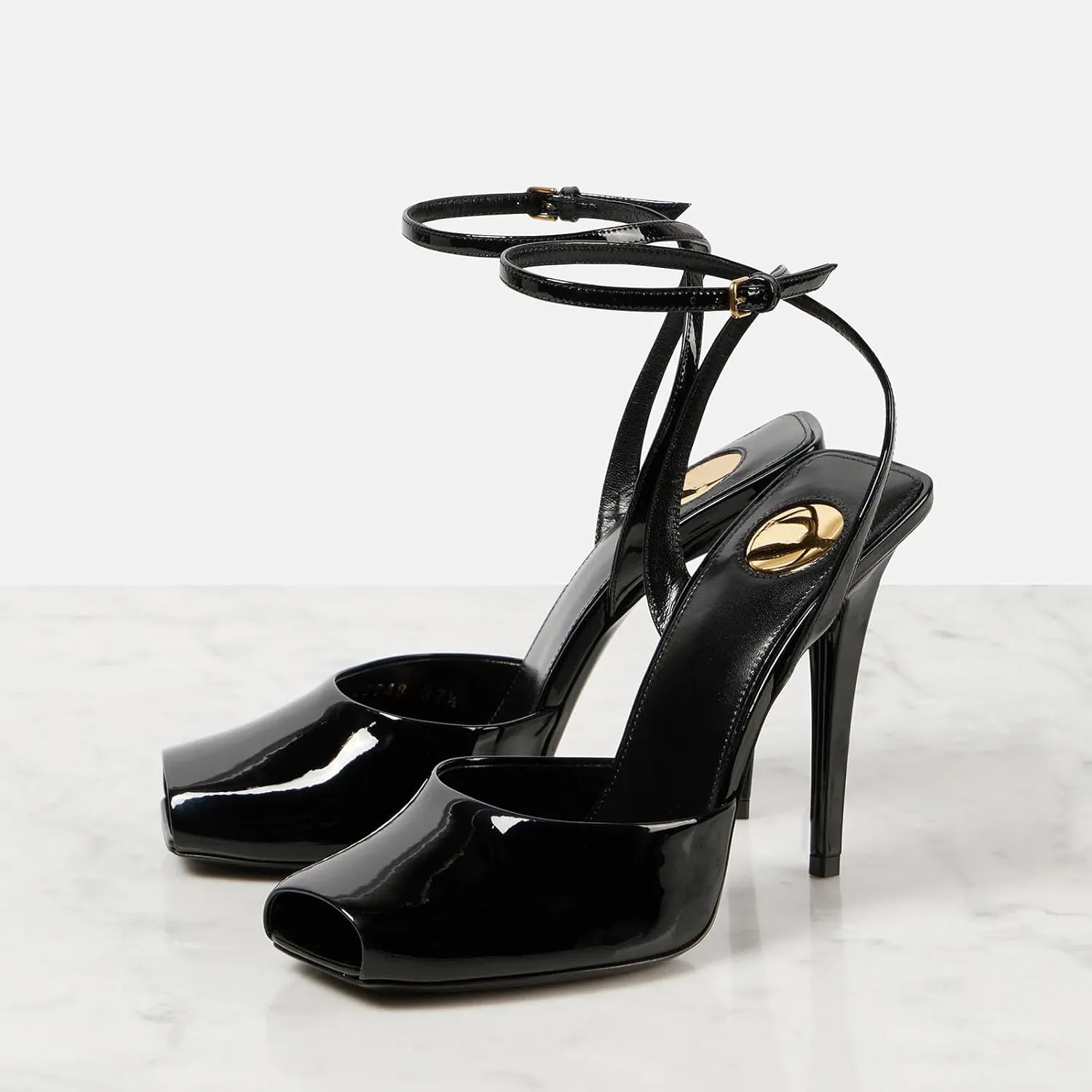 THESHY Womens Sandals Square Open Toe Stiletto High Heels Leather Ankle Strap Sandals Peep Toe Backless Buckle Dress Party Fashion Shoes for Women
