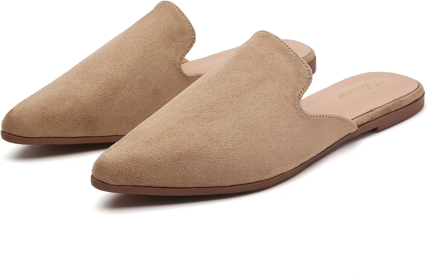 Tilocow Mules for Woman Comfortable Pointed Toe Backless Loafers Flat Mule Business Casual Shoes Slides Slip on