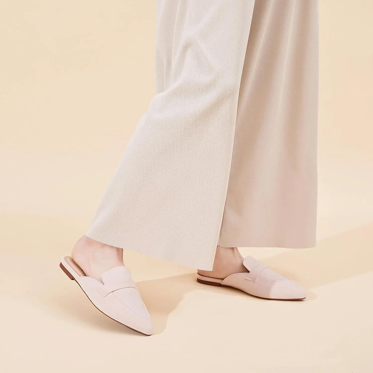 Tilocow Slip On Mules for Women Open Back Closed Pointed Toe Flats Womens Business Work Shoes Flavor Slides