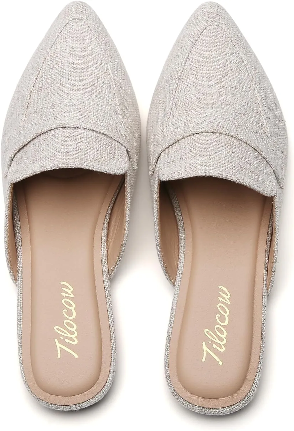 Tilocow Slip On Mules for Women Open Back Closed Pointed Toe Flats Womens Business Work Shoes Flavor Slides