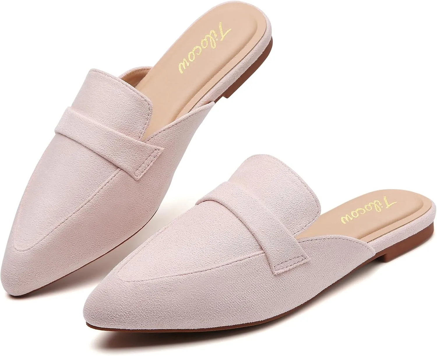 Tilocow Slip On Mules for Women Open Back Closed Pointed Toe Flats Womens Business Work Shoes Flavor Slides