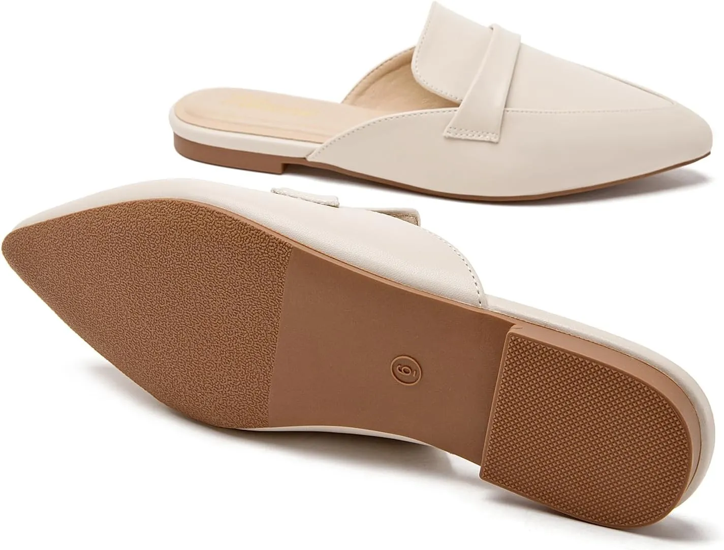 Tilocow Slip On Mules for Women Open Back Closed Pointed Toe Flats Womens Business Work Shoes Flavor Slides