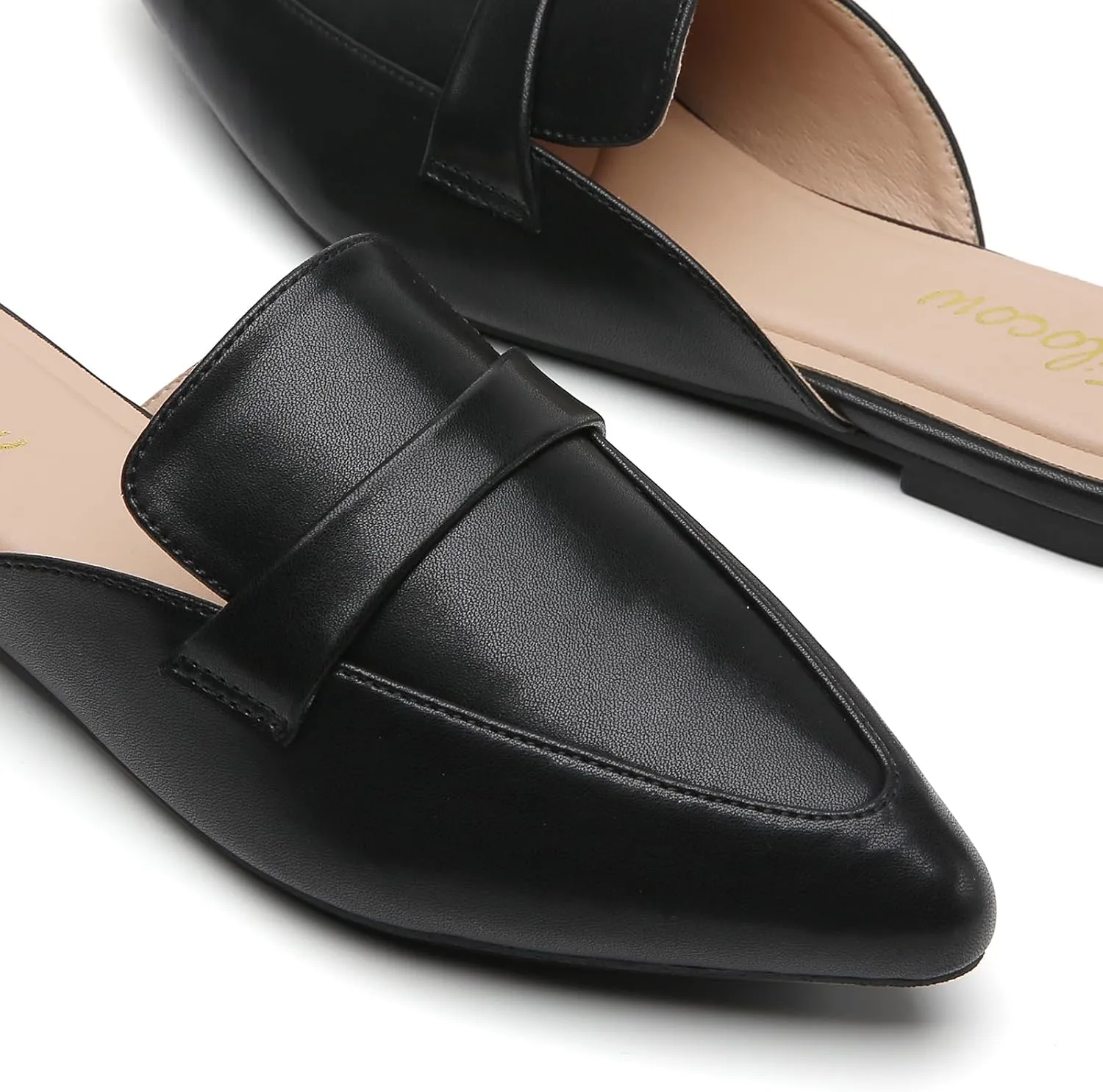 Tilocow Slip On Mules for Women Open Back Closed Pointed Toe Flats Womens Business Work Shoes Flavor Slides