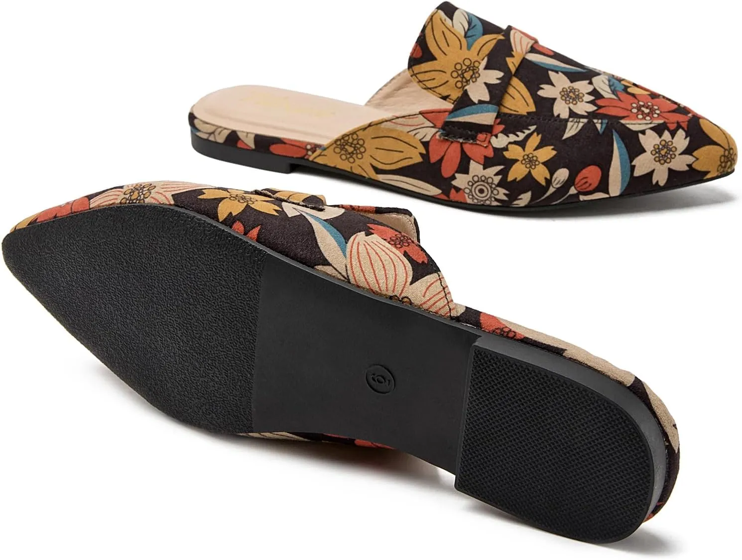 Tilocow Slip On Mules for Women Open Back Closed Pointed Toe Flats Womens Business Work Shoes Flavor Slides