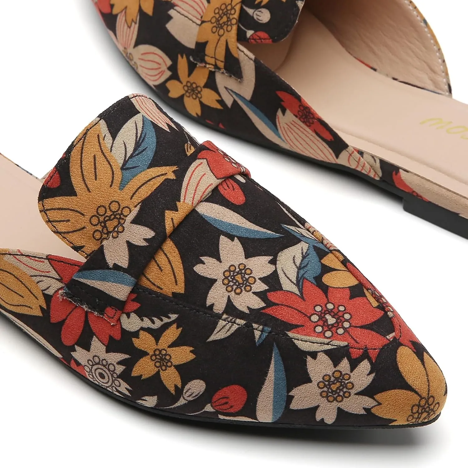 Tilocow Slip On Mules for Women Open Back Closed Pointed Toe Flats Womens Business Work Shoes Flavor Slides