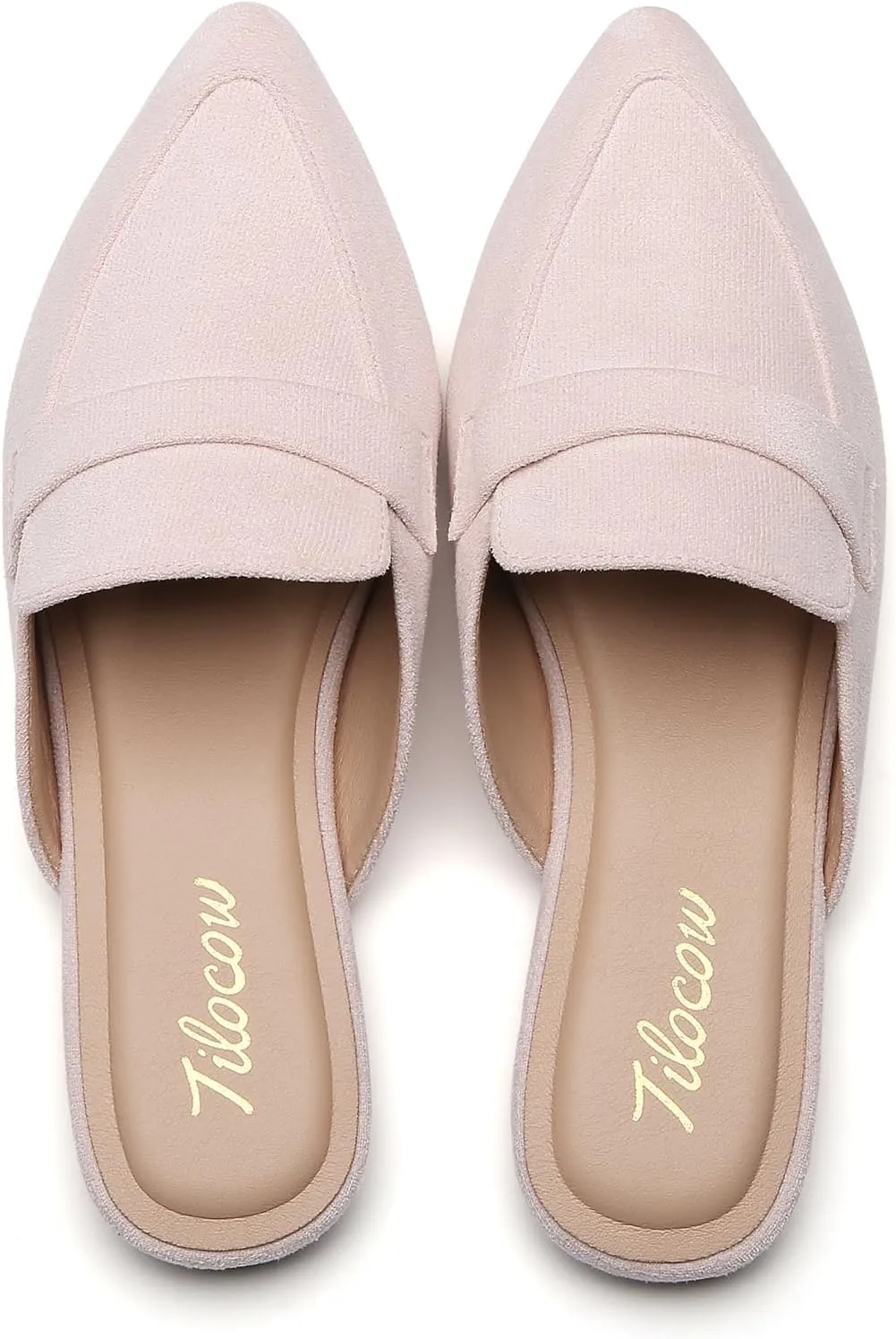 Tilocow Slip On Mules for Women Open Back Closed Pointed Toe Flats Womens Business Work Shoes Flavor Slides