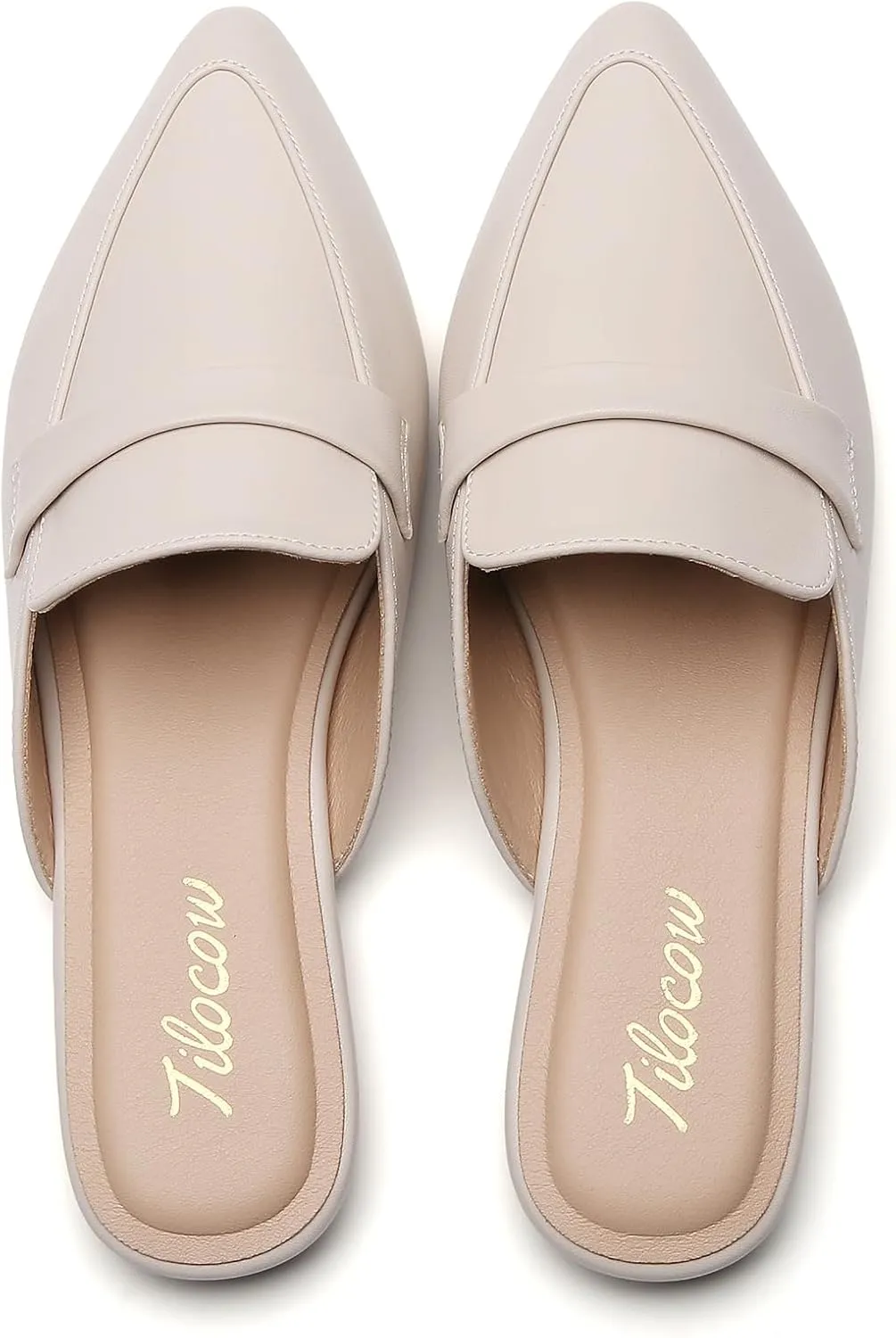 Tilocow Slip On Mules for Women Open Back Closed Pointed Toe Flats Womens Business Work Shoes Flavor Slides