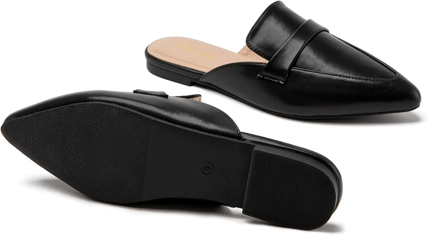 Tilocow Slip On Mules for Women Open Back Closed Pointed Toe Flats Womens Business Work Shoes Flavor Slides