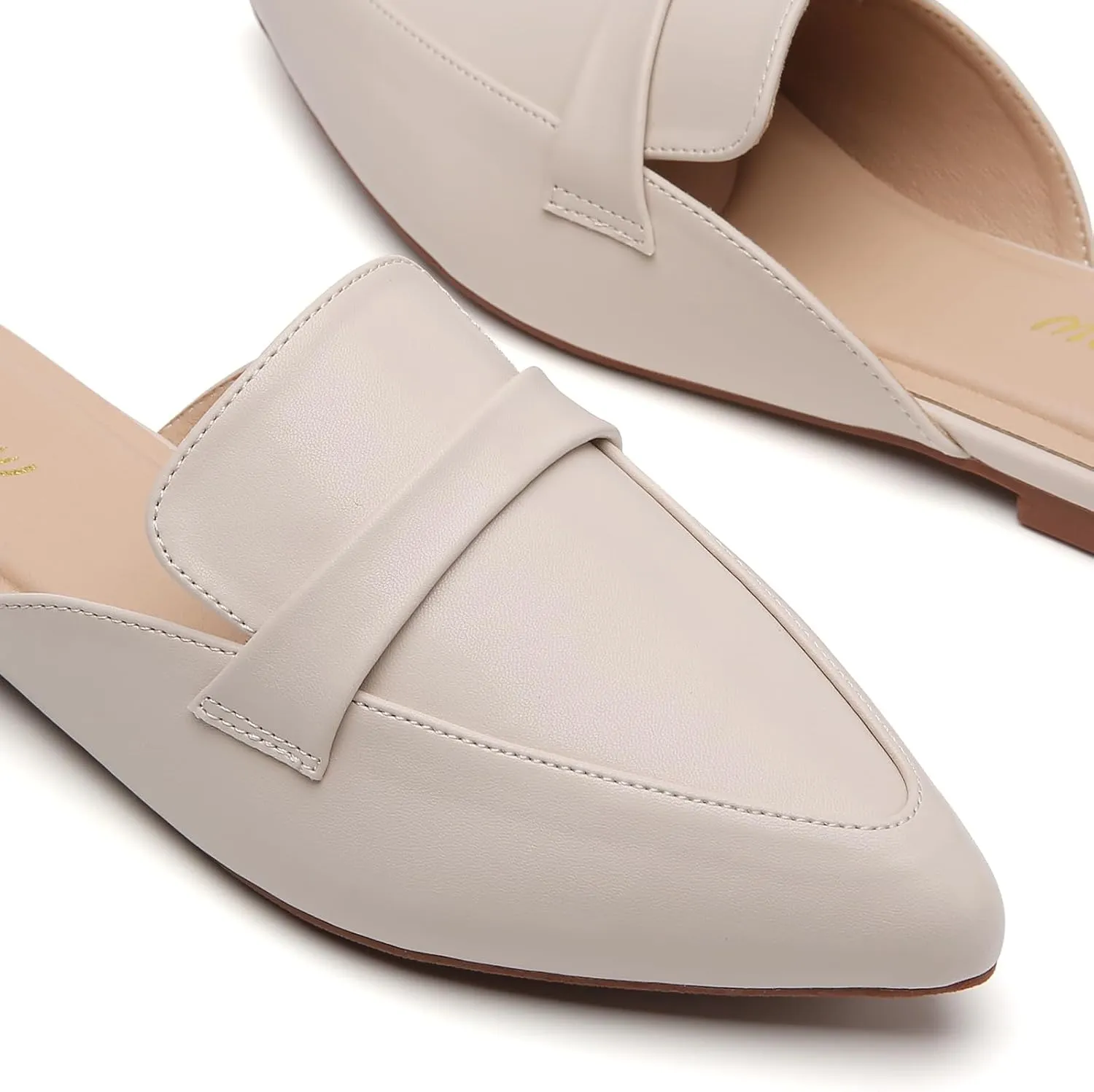 Tilocow Slip On Mules for Women Open Back Closed Pointed Toe Flats Womens Business Work Shoes Flavor Slides