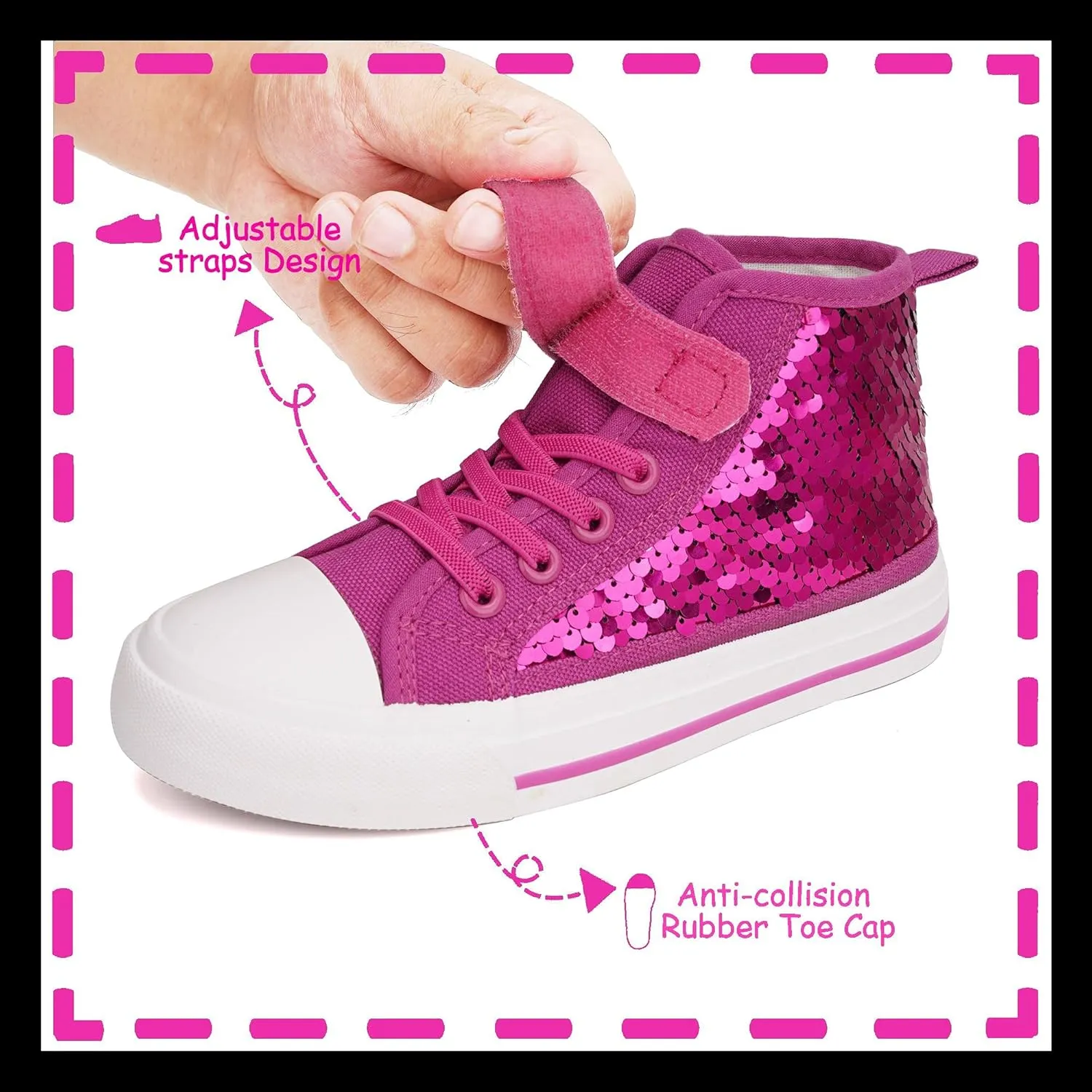 Toandon Kids Adorable Fashion High Top Casual Canvas Sneakers