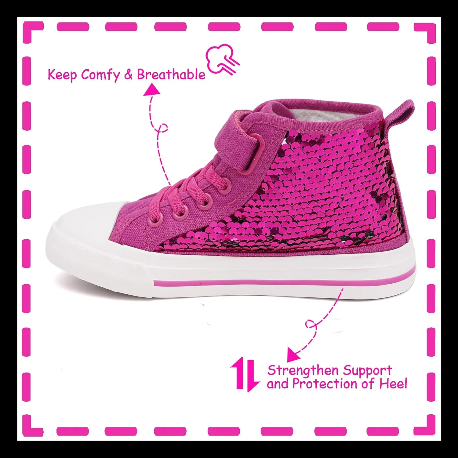 Toandon Kids Adorable Fashion High Top Casual Canvas Sneakers