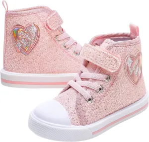 Toddler Girls Sneakers Kids High Top Casual Canvas Shoes with Sparkle Color Change Flipping Sequins