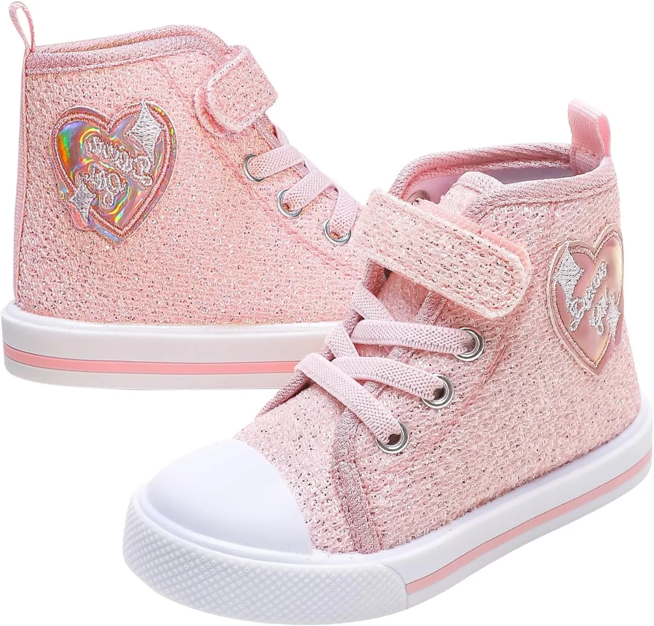 Toddler Girls Sneakers Kids High Top Casual Canvas Shoes with Sparkle Color Change Flipping Sequins