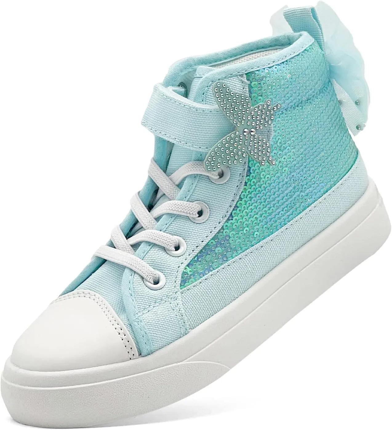 Toddler Sneakers for Girls Boys Fashion Canvas High Tops Butterfly Sequins Shoes Kids Casual Walking Shoes