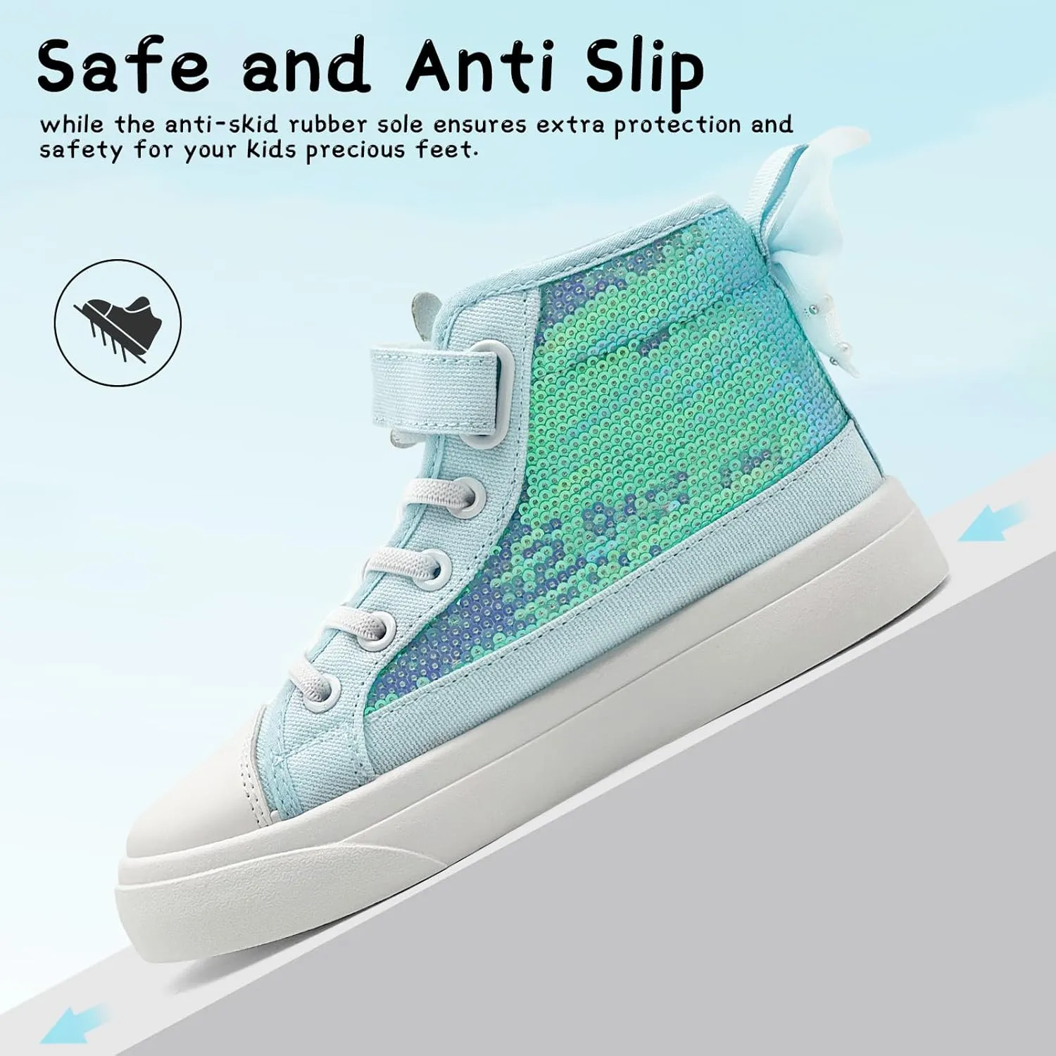 Toddler Sneakers for Girls Boys Fashion Canvas High Tops Butterfly Sequins Shoes Kids Casual Walking Shoes
