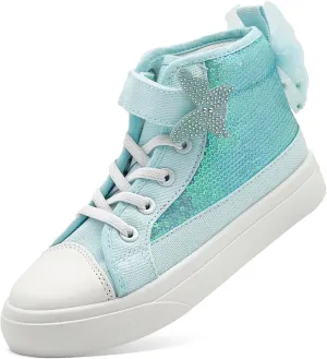 Toddler Sneakers for Girls Boys Fashion Canvas High Tops Butterfly Sequins Shoes Kids Casual Walking Shoes