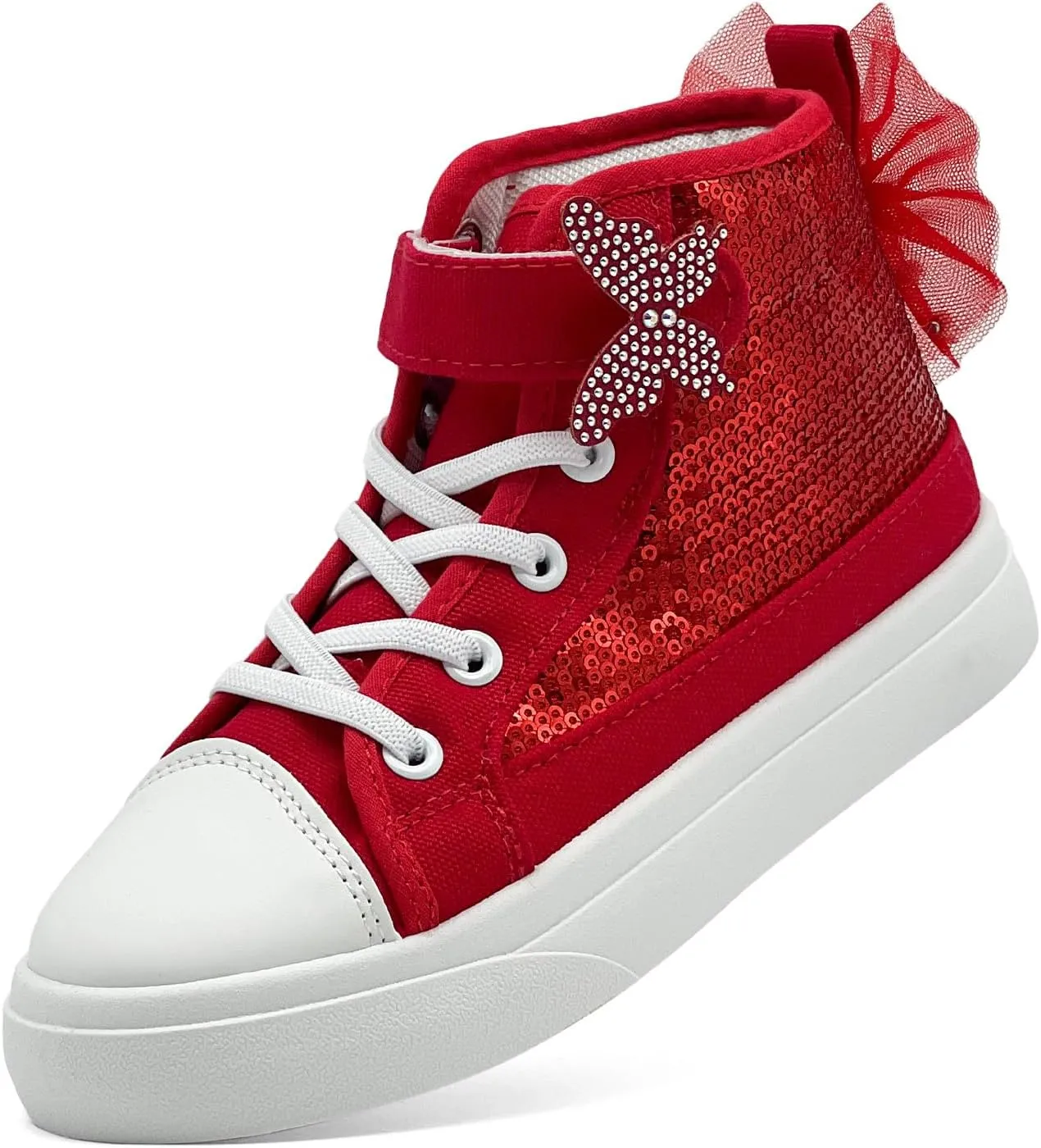 Toddler Sneakers for Girls Boys Fashion Canvas High Tops Butterfly Sequins Shoes Kids Casual Walking Shoes