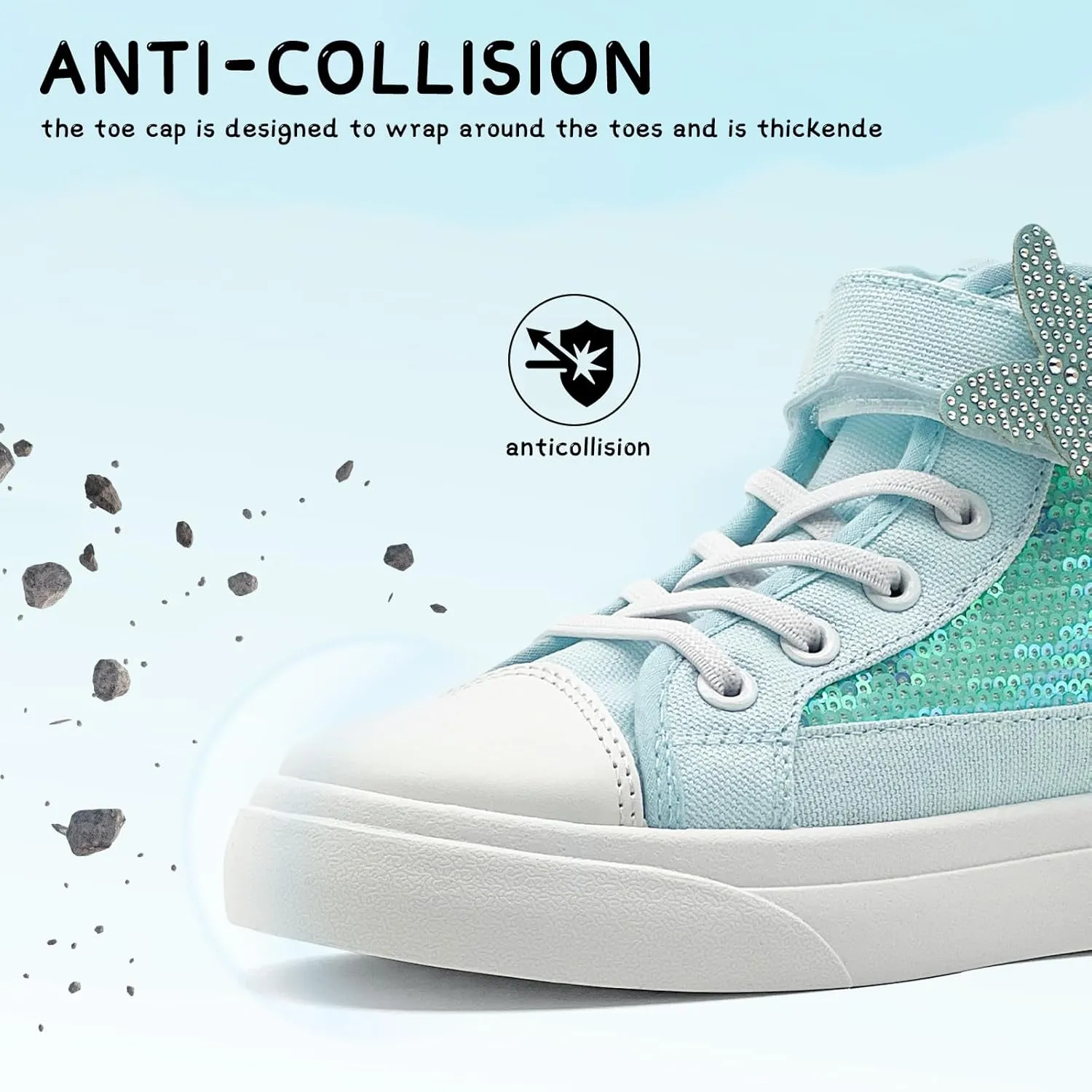 Toddler Sneakers for Girls Boys Fashion Canvas High Tops Butterfly Sequins Shoes Kids Casual Walking Shoes