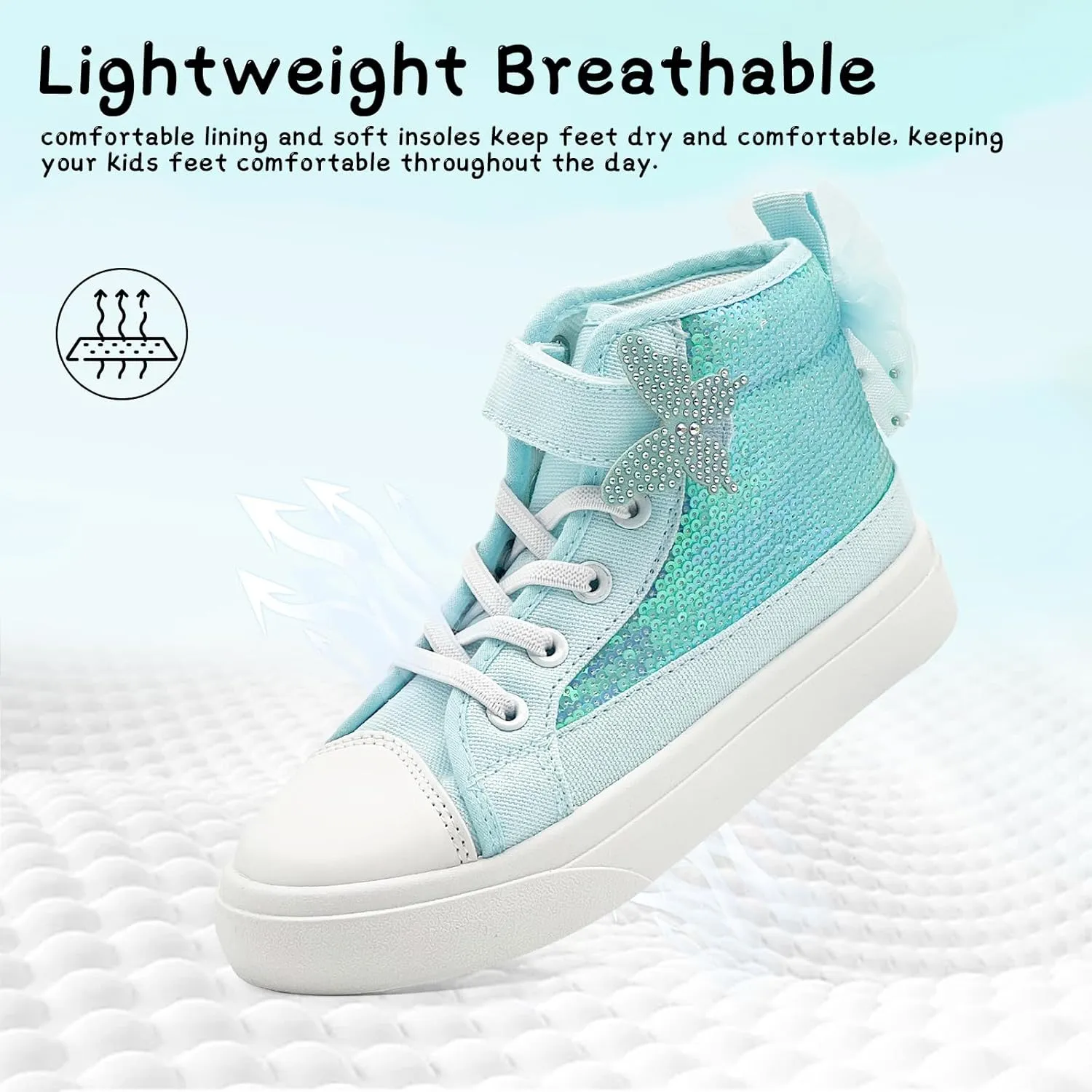 Toddler Sneakers for Girls Boys Fashion Canvas High Tops Butterfly Sequins Shoes Kids Casual Walking Shoes