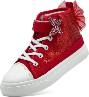 Toddler Sneakers for Girls Boys Fashion Canvas High Tops Butterfly Sequins Shoes Kids Casual Walking Shoes