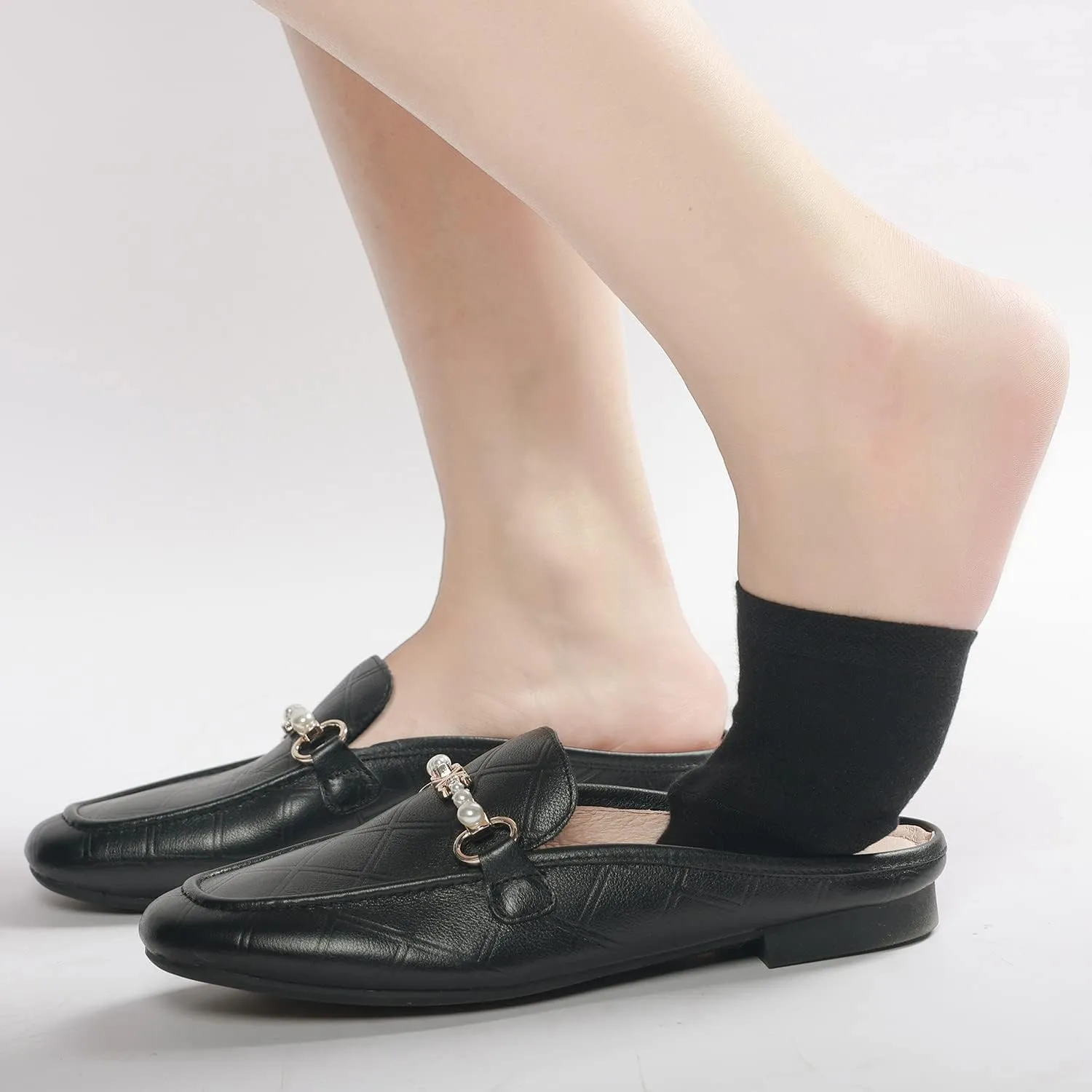 Toe Toppers No Show Liner Half Socks for Women Seamless Grip Non Slip Hidden Toe Covers for Mules 4/8 Pairs